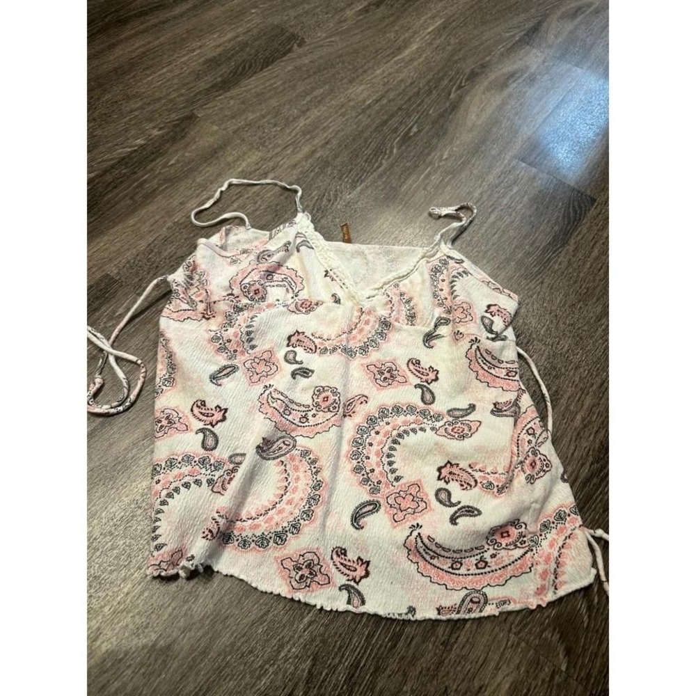 Pink Paisley Lace-Trim Cami with Adjustable Straps